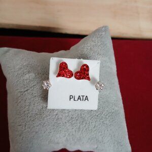 Fashionable Heart Earrings Sterling Silver 925